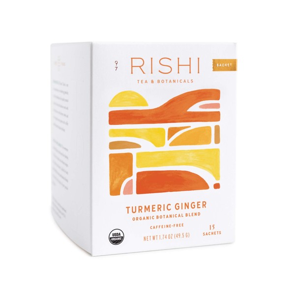 Rishi Tea Organic Caffeine Free Tea Bags, Turmeric Ginger, 15Count