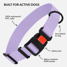 CollarDirect Waterproof Dog Collar - Silicone, Plastic Collar, Odor-Resistant, Easy to Clean, for Large, Medium, Small Dogs - Adjustable Collar with Breakaway Buckle (Neck Fit 18"-26", Lilac)