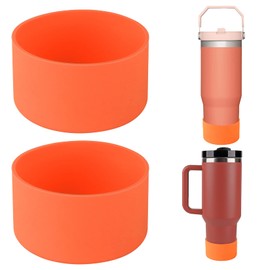 Boot for 40 oz Tumbler with Handle | Anti-Slip Bottom Bumper Silicone Sleeve | Fits 40oz Travel Tumbler | Trek Collection | Orange, 2Pcs