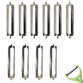 Pack of 10 Tupper, 6 with Smooth Blade and 4 with Serrated Blade, Replacement Blades for Asparagus Peeler, Tupperware Replacement Blade, Ideal for Fruits and Vegetables, Vegetable Peeler