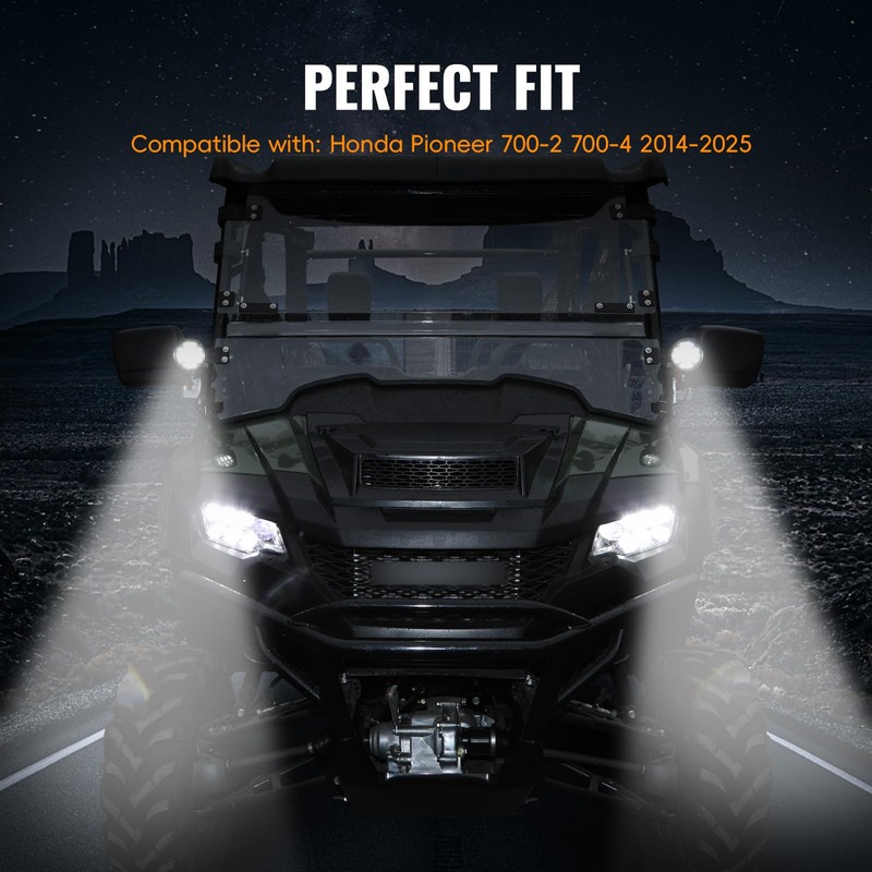 XATVXUTV A-Pillar LED Pod Lights Compatible with Honda Pioneer 700-2