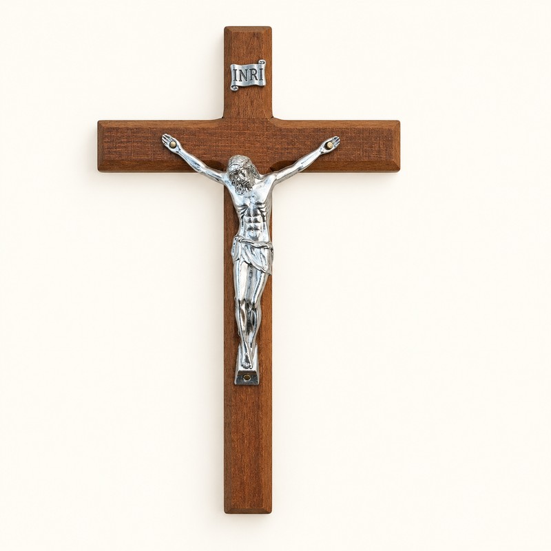 7.8 Inch Wooden Crucifix Wall Cross with Jesus Figure, Catholic