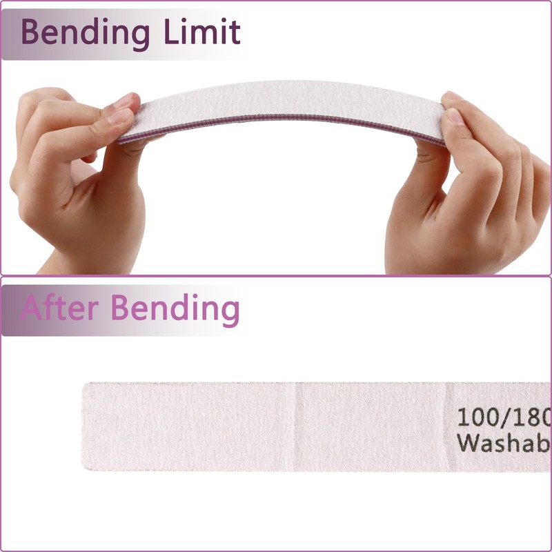 LNAUJS LNAUJS 3PCS Professional Reusable Double-Sided 100/180 Grit Washable Nail