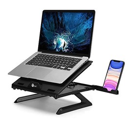 SIIG Laptop Stand, Ergonomic Adjustable Riser Stand, with Smart Phone Holder & Heat-Vent, Portable Design & Dimensions, Fit 10" to 17" Laptop, Load Bearing 22 lbs max, ABS + Aluminum (CE-MT3911-S1)