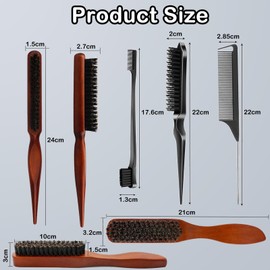 5 Pcs Slick Back Hair Brushes,Slick Back Brush Slick Brush Smoothing Hair Brush,Back Comb Brush Boar Bristle Hair Brush Sleek Hair Brush,Bristle Hair Brush Backcombing Brush for Hair Beard