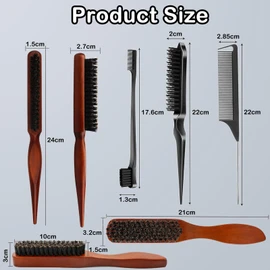 5 Pcs Slick Back Hair Brushes,Slick Back Brush Slick Brush Smoothing Hair Brush,Back Comb Brush Boar Bristle Hair Brush Sleek Hair Brush,Bristle Hair Brush Backcombing Brush for Hair Beard