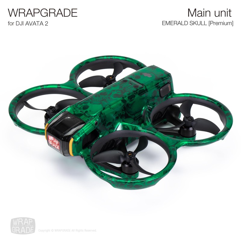 WRAPGRADE Skin Sticker for DJI AVATA 2 (Emerald Skull)