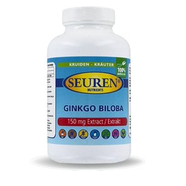 Seuren Nutrients | Ginkgo Biloba 75000 mg Hochdosiert 100 Kapseln |150 mg Extrakt | Glutenfrei | Laktosefrei | Zuckerfrei | 100% natürlich