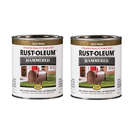 Rust-Oleum 7210502-2PK Stops Rust Hammered Finish Paint, Quart, Gold, 2 Pack
