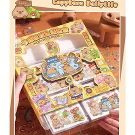100 Sheets Cute Capybara Stickers Kawaii Cartoon Stickers for Kids Girls Boys Women Waterproof Sticker Small Funny DIY Decorative Adhesive Sticker for Crafts Scrapbook (Capybara-1)