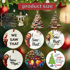 Funny Christmas Ornaments 2024，I Saw That Jesus Creative Christmas Ornaments，Home Decor, Christmas Tree Ornaments Funny Gift for Family, Friends, Couples, Christians