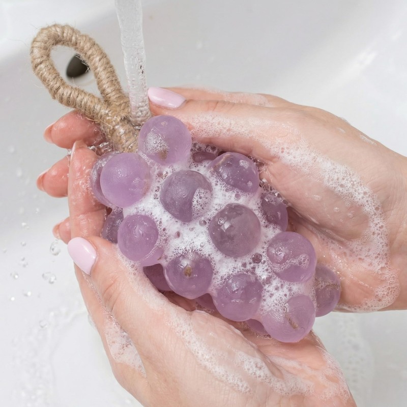 Lekgavd Grape Soap on a Rope, Grape Cluster Shaped Hand