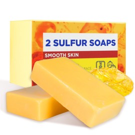 Princess Belle Princess Belle Sulfur Soap, Sulfur Bar Soap for Exfoliating, Gently Cleaning and Moisturizing for All Types Skin, 2 Pack