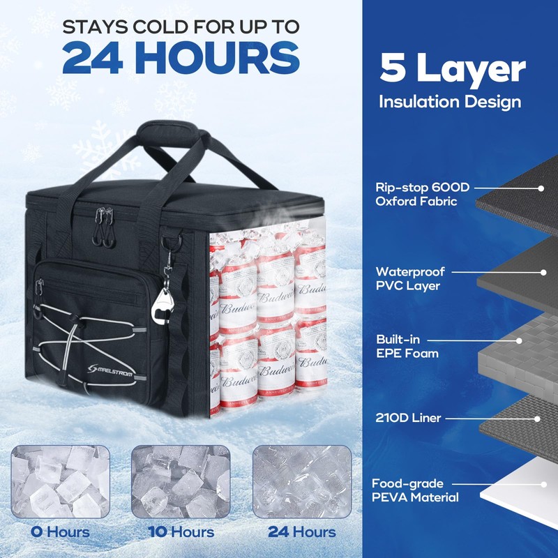 Maelstrom Soft Sided Cooler Bag, 30/40 Can Collapsible Insulated Ice