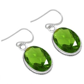 Jeweloporium 925 Silver Earring for Women Green Peridot Quartz Gemstone Drop Dangle Vintage Silver Earring Christmas - Gift Solitaire Jewelry