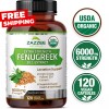 Zazzee USDA Organic Fenugreek 30:1 Extract, 6000 mg Strength, 120