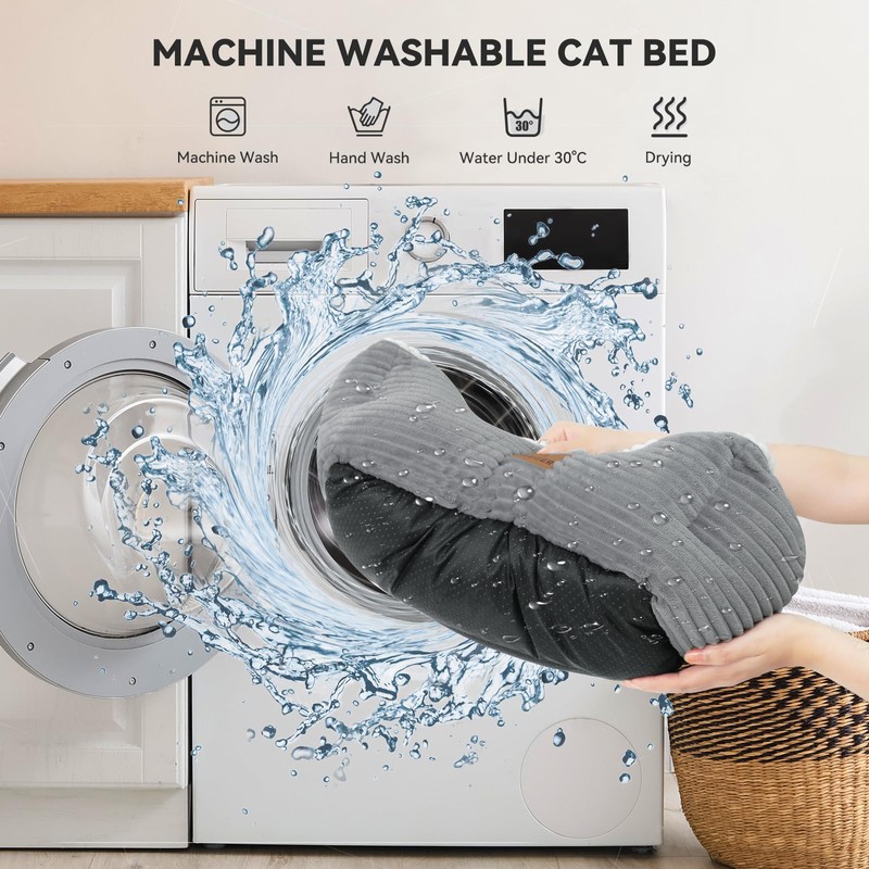 Light Grey Cat Dog Bed for Small Pets up to