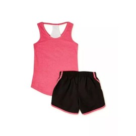 Hind NWT 3-Piece Girls 10-12 Tank Top, Shorts & Scrunchie Outfit Set ACTIVEWEAR pink