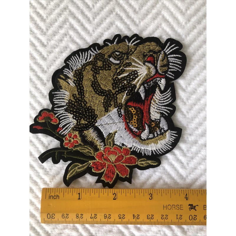 Unbranded 3D Roaring GG Designer Style Tiger Sequin Iron On