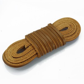 LolliBeads (TM) 3mm Flat Genuine Leather Shoe Lace Boot Lacing Strip Cord Braiding String Light Brown(72 Inches)