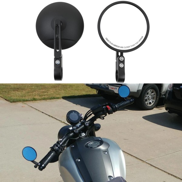 GOODFITMENT Black 7/8" 1" Motorcycle Bar End Rearview Side Mirrors