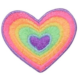 Patch Parlor Small Colorful Heart Applique Patch - Rainbow, Love Badge 1.5" (Iron on)