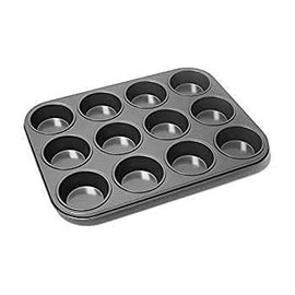 12 Cup Muffin/baking Pan | Non Stick Coating | Dishwasher Safe | Durable & Superior Scratch Resistance | Made From Double Coated Carbon Steel | Ideal For Baking Buns, Fairy Cakes, Yorkshire Pudding