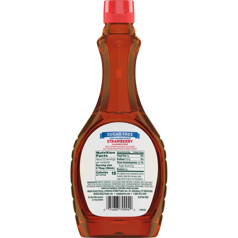 Maple Grove Farms Sugar Free Strawberry Flavored Syrup, 24 Ounce