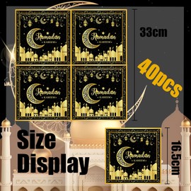 Ramadan Napkins Black Gold, Pack of 40 Ramadan Decoration Gold Black Napkins, Ramadan Table Decoration, Ramadan Mubarak, Suitable for Ramadan Parties
