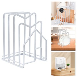 LIMITADA Chopping Board Rack White Chopping Board Holder Stand Chopping Board Holder Pot Lid Holder Chopping Board Organiser Stand Pot Pan Lid Holder for Kitchen