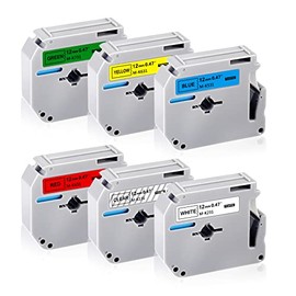 M Tape Colored Compatible with Brother Label Maker Tape M-k231 MK 131 431 531 631 731 12mm 0.47 Tape for Brother PTouch PT-M95 PT-70BM, PT-45, PT-65, PT-90, 6-Pack