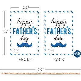 50PCS Father’s Day Gift Tags, Happy Fathers Day to The Best Dad Tags for Gift Packaging and Birthday Celebrations (White)