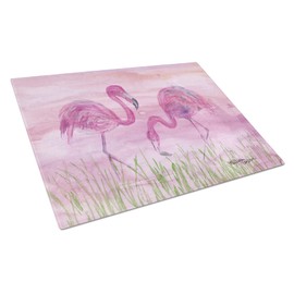 Caroline's Treasures SC2018LCB Flamingos Glass Cutting Board Large Decorative Tempered Glass Kitchen Cutting and Serving Board Large Size Chopping Board