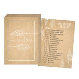 JEKA 50 Cards Wedding Quiz in Boho Style, Wedding Game Bride or Groom, Wedding Games for Guests, Wedding Game Vintage, Wedding Gift Vintage (Boho)