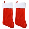 Set of 2-18" Red Velvet Stocking W/White Plush Cuff &