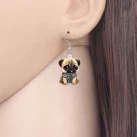 DALANE Acrylic Cute Pug Dog Earrings Dangle Drop Anime Puppy Pets Jewellery for Women Girls Kids Pug Lovers Charms Gifts Party, Acrylic