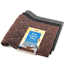 Durable Thick Cat Litter Mat - Modern Cat Mat With Non-Slip Bottom Stays In Place - Super Soft On Kitty Paws - Easy To Clean Litter Box Mat - Waterproof Cat Litter Trapping Mat Protect Floors.