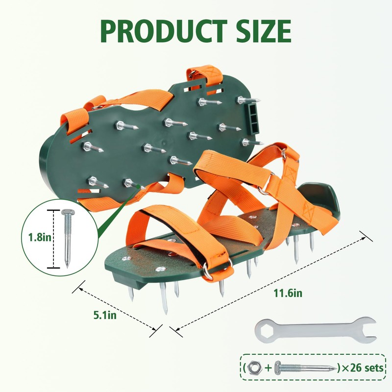 Lawn Aerator Shoes for Grass, Lawn Aeration Shoes with Adjustable
