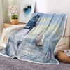 Jipusai Coastal Lighthouse Throw Blankets, Summer Sunrise Blue Ocean Warm