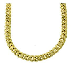 Men's Miami Cuban Link Chain 18k Yellow Gold Plated Stainless Steel 6-18mm Thick Choker Necklace 20 inches ANTI-TARNISH (Gold 14mm)