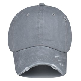 Washed Style Ponytail Top Hats for Women Baseball Caps High Messy Bun Caps Ponycaps Dad Hats with Broken Design (US, Alpha, One Size, Gray)