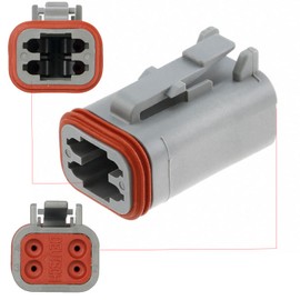 Deutsch 4-Pin Connector Kit with Housing, Pins & Seals Crimp Style Terminals 14-16 Gauge, Recommended Insulation O.D. Range: 2.41-3.81 (mm)