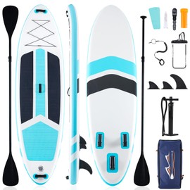 Sweetcrispy Inflatable Stand Up Paddle Board with Premium SUP Paddleboard Accessories,2-in-1 Paddle,Wide Stable Design,Non-Slip Comfort Deck for Adults & Youth of All Skill Levels,Blue