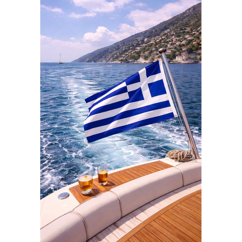 FLAGLY Premium Boat Flag Greece 30 x 20 cm -