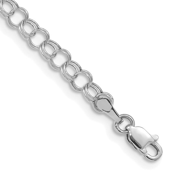 IceCarats 10K Solid White Gold Double Link Chain Charm Bracelet