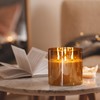 Eywamage 3 Wick Gold Glass Flameless Candle with Remote, Large