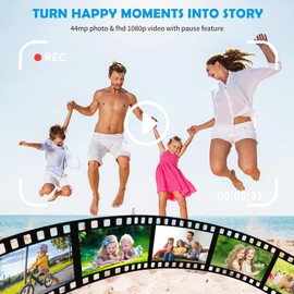 Digital Camera with 64 GB Card, Portable Camera with 2.4 Inch LCD Screen, HD 1080P Photo Camera, Compact Camera, 40MP Camera, 8X Digital Zoom Digital Camera for Teenagers, Beginners (Black)