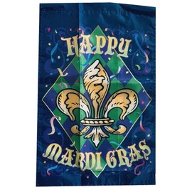 12X18 MARDI GRAS FLEUR DE LIS GARDEN POLE SLEEVE HOUSE FLAG BANNER 100D