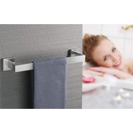 16 Inch Towel Bar for Bathrooms 12/16/20/24/28/32/36 Inch Stainless Steel 304 Brushed Nickel Towel Holder Modern Square Towel Rod Rustproof Wall Mount (1, Brushed Nickel, 16 Inch)