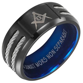 Willis Judd MasonicMan Mens Titanium Freemason Masonic Ring Latin Engraving Inside Size 10 Style 1